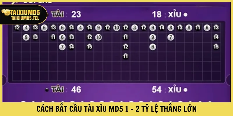 Cách bắt cầu Tài Xỉu MD5 1 - 2 tỷ lệ thắng lớn